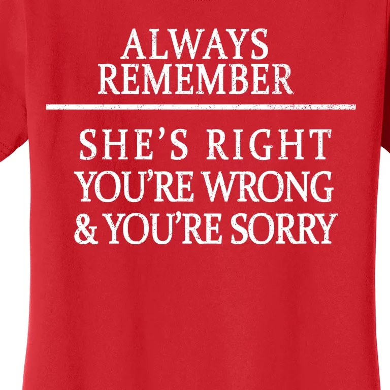 Always Remember She's Rights Your Wrong And Sorry Women's T-Shirt