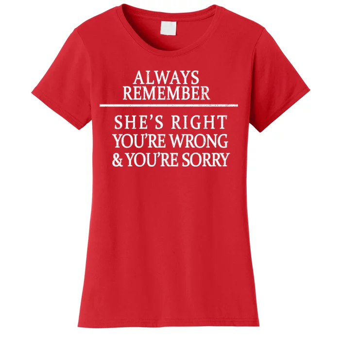 Always Remember She's Rights Your Wrong And Sorry Women's T-Shirt