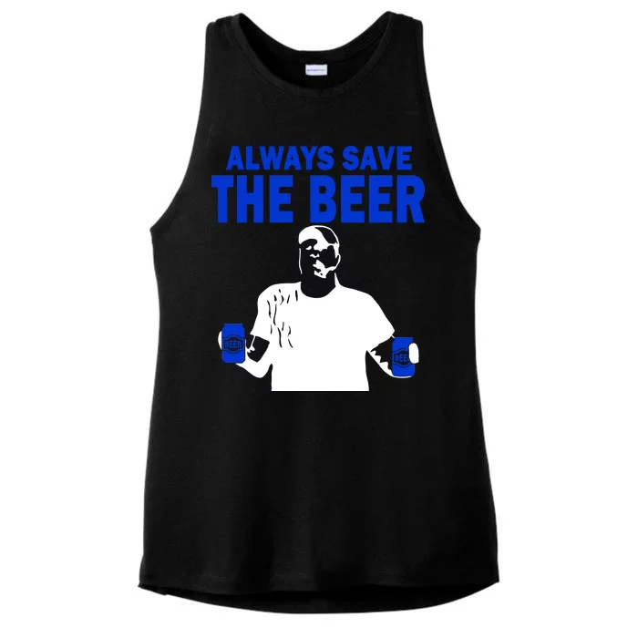 Always Save The Beers Funny Ladies Tri-Blend Wicking Tank