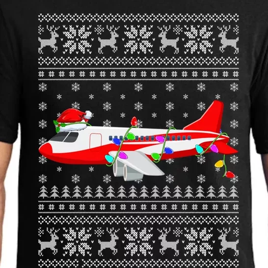 Airplane Lover Xmas Lighting Ugly Airplane Christmas Meaningful Gift Pajama Set