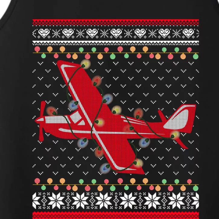 Airplane Lover Xmas Lighting Ugly Airplane Christmas Gift Performance Tank