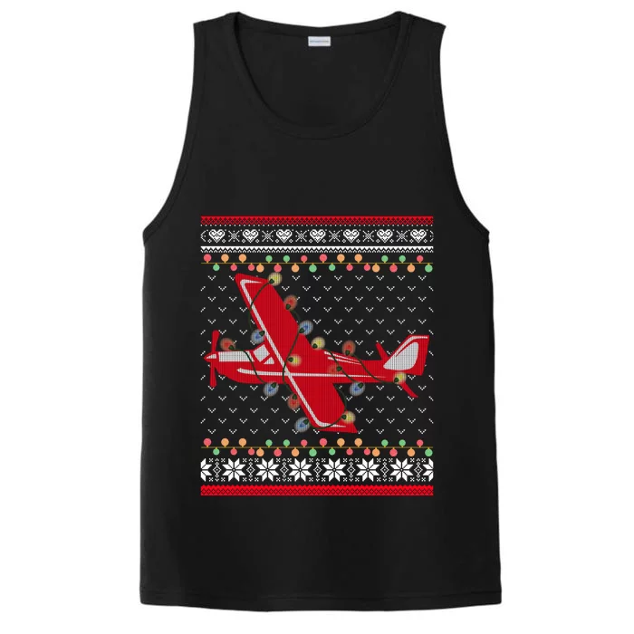 Airplane Lover Xmas Lighting Ugly Airplane Christmas Gift Performance Tank