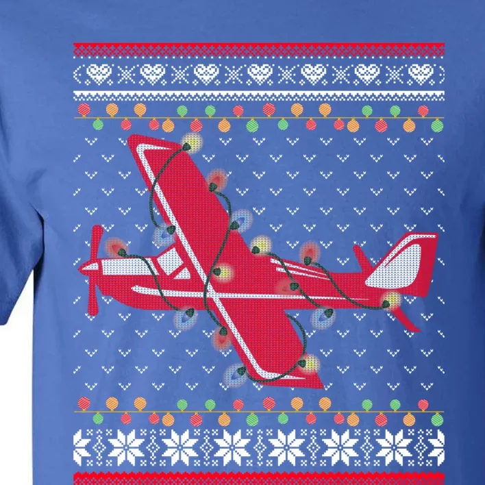 Airplane Lover Xmas Lighting Ugly Airplane Christmas Gift Tall T-Shirt