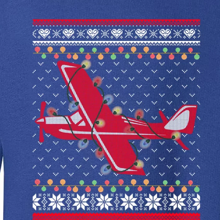 Airplane Lover Xmas Lighting Ugly Airplane Christmas Gift Toddler Sweatshirt