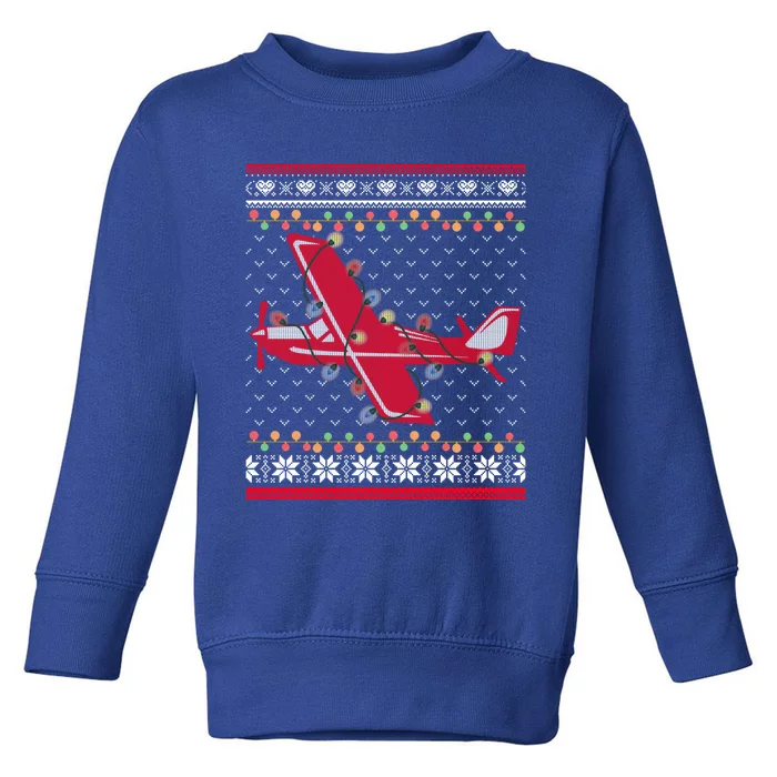 Airplane Lover Xmas Lighting Ugly Airplane Christmas Gift Toddler Sweatshirt