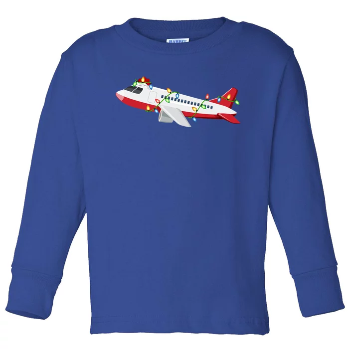 Airplane Lover Xmas Santa Hat Airplane Christmas Gift Toddler Long Sleeve Shirt