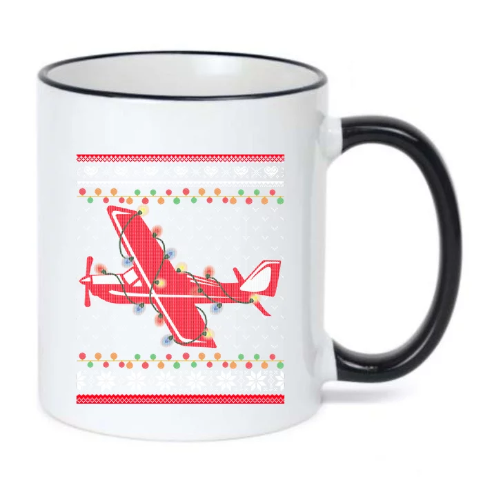 Airplane Lover Xmas Lighting Ugly Airplane Christmas Gift Black Color Changing Mug