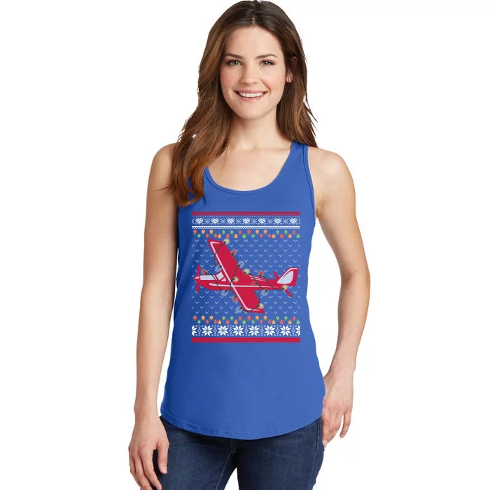 Airplane Lover Xmas Lighting Ugly Airplane Christmas Gift Ladies Essential Tank