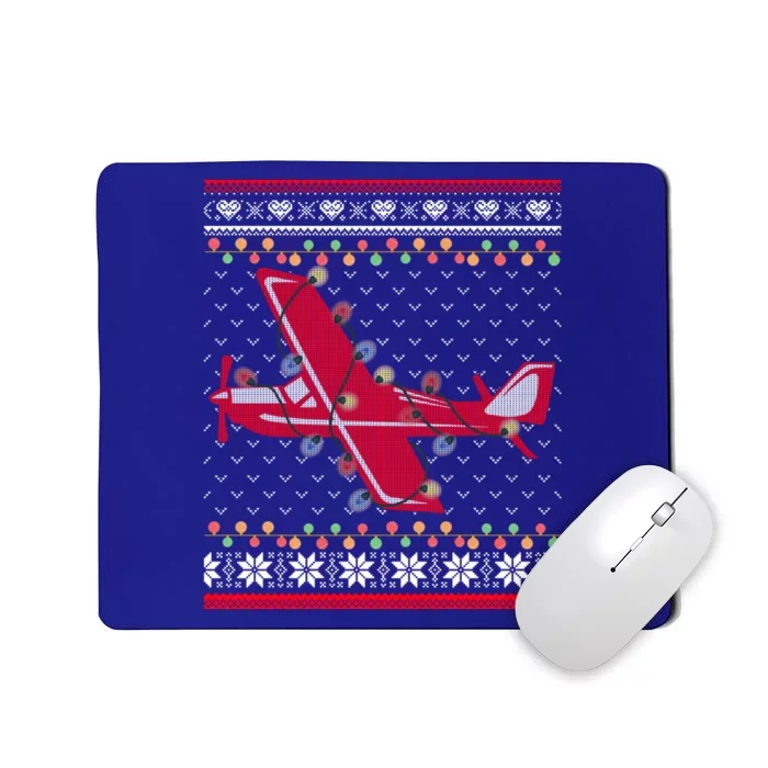 Airplane Lover Xmas Lighting Ugly Airplane Christmas Gift Mousepad