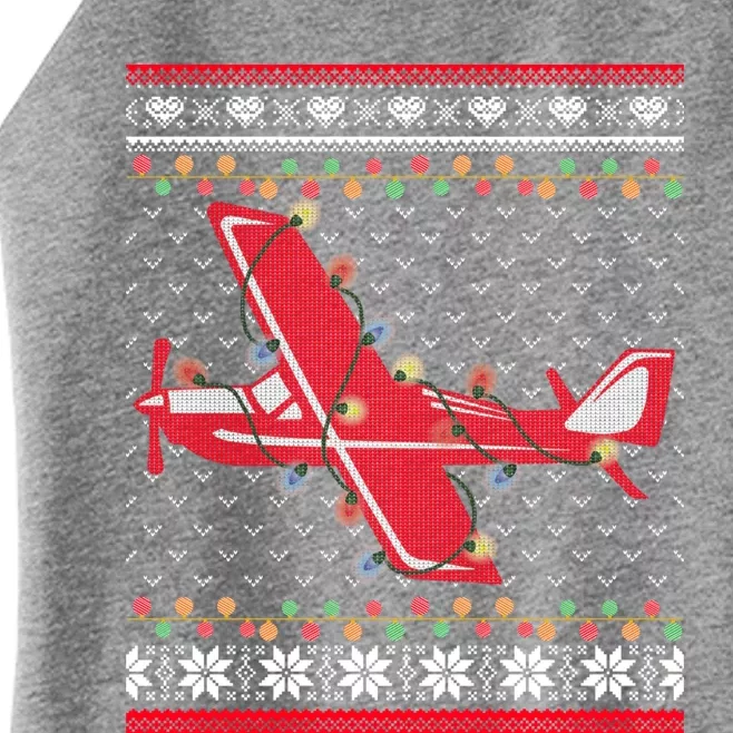 Airplane Lover Xmas Lighting Ugly Airplane Christmas Gift Women’s Perfect Tri Rocker Tank