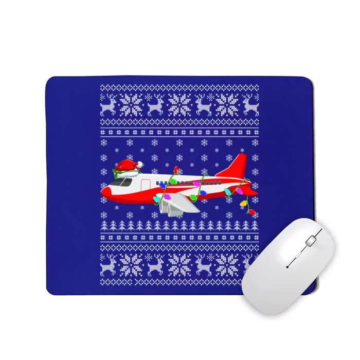 Airplane Lover Xmas Lighting Ugly Airplane Christmas Gift Mousepad