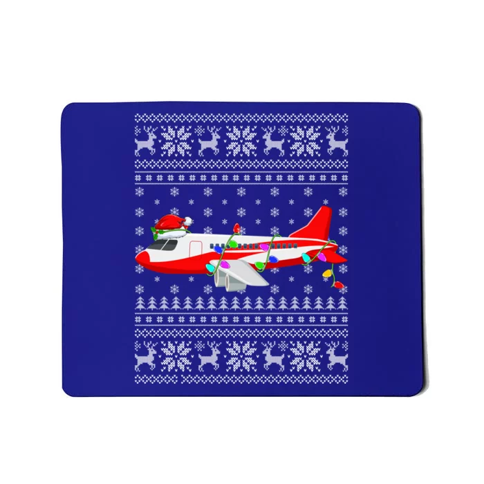 Airplane Lover Xmas Lighting Ugly Airplane Christmas Gift Mousepad