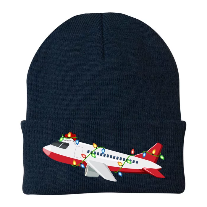 Airplane Lover Xmas Santa Hat Airplane Christmas Gift Knit Cap Winter Beanie