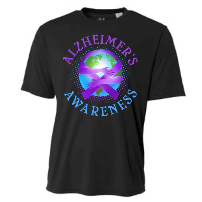 Alzheimer's Awareness Support Ribbon Hugging The World Cooling Performance Crew T-Shirt