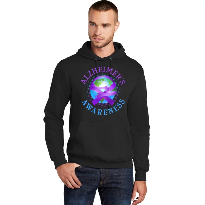 Alzheimer's Awareness Support Ribbon Hugging The World Hoodie