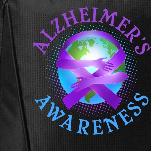 Alzheimer's Awareness Support Ribbon Hugging The World City Backpack