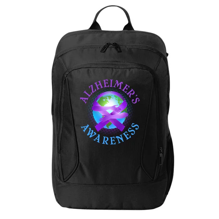 Alzheimer's Awareness Support Ribbon Hugging The World City Backpack