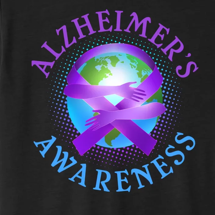 Alzheimer's Awareness Support Ribbon Hugging The World ChromaSoft Performance T-Shirt