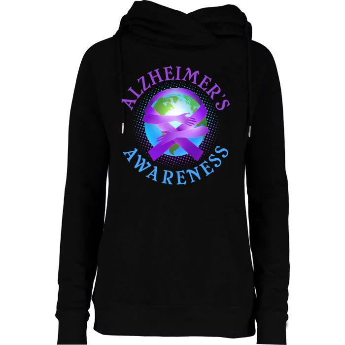 Alzheimer's Awareness Support Ribbon Hugging The World Womens Funnel Neck Pullover Hood