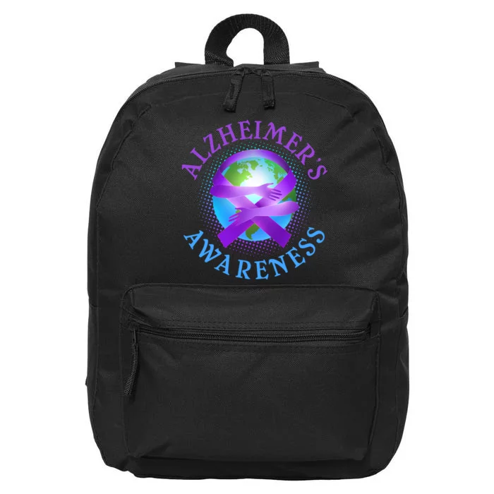 Alzheimer's Awareness Support Ribbon Hugging The World 16 in Basic Backpack