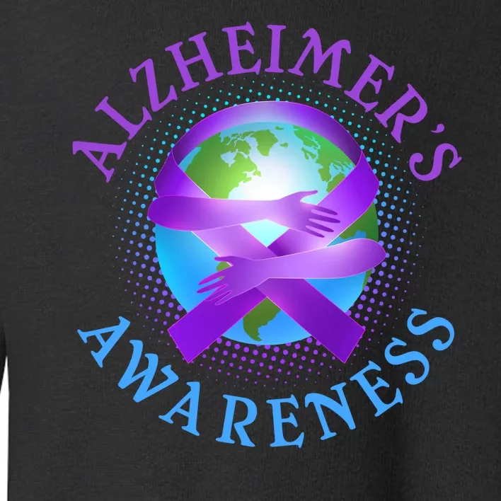 Alzheimer's Awareness Support Ribbon Hugging The World Toddler Sweatshirt