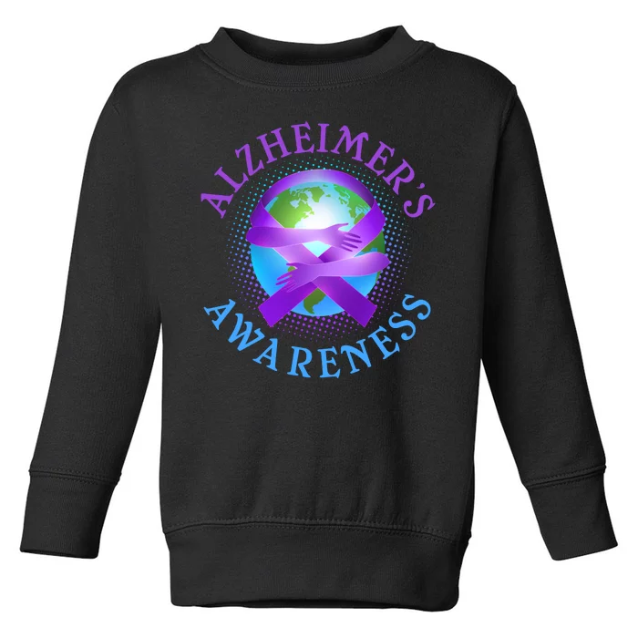 Alzheimer's Awareness Support Ribbon Hugging The World Toddler Sweatshirt