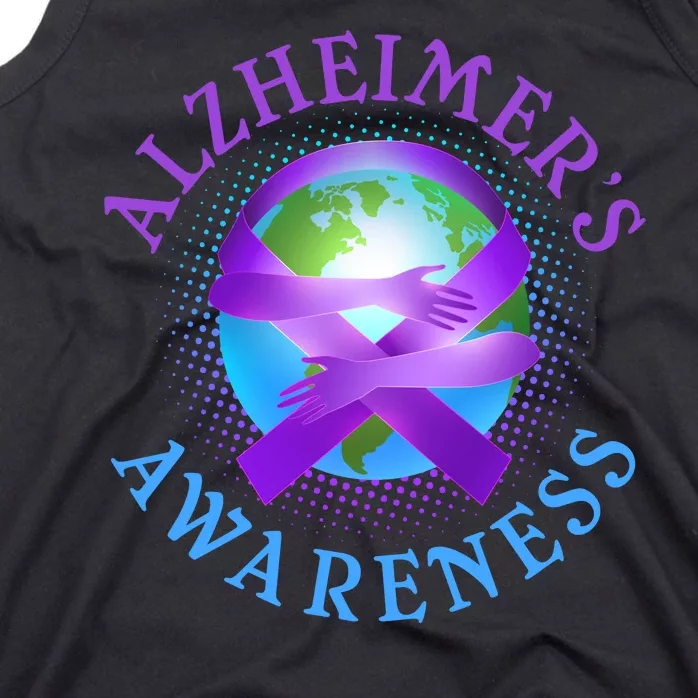 Alzheimer's Awareness Support Ribbon Hugging The World Tank Top