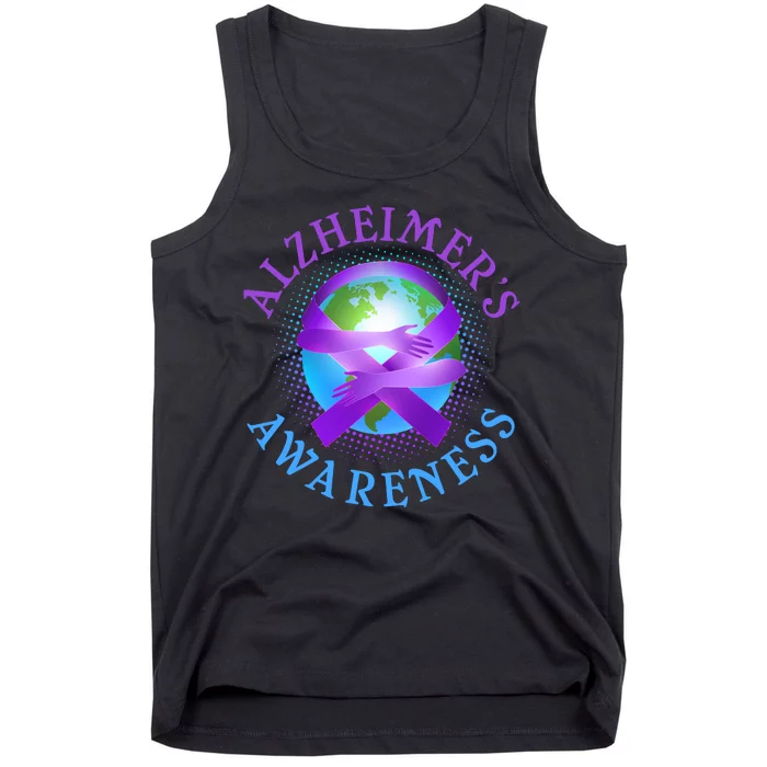 Alzheimer's Awareness Support Ribbon Hugging The World Tank Top