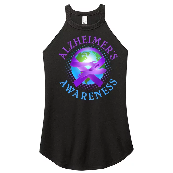 Alzheimer's Awareness Support Ribbon Hugging The World Women’s Perfect Tri Rocker Tank