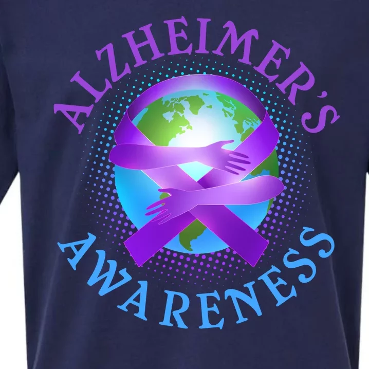 Alzheimer's Awareness Support Ribbon Hugging The World Sueded Cloud Jersey T-Shirt