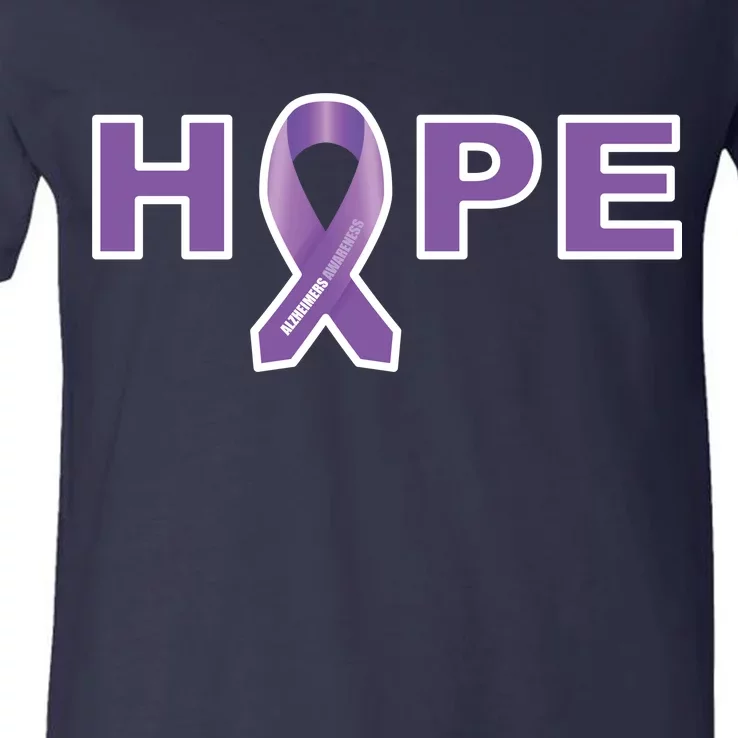 Alzheimer's Disase Awareness Ribbon V-Neck T-Shirt