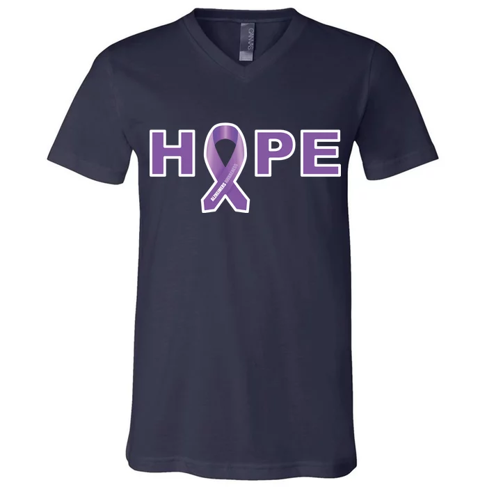 Alzheimer's Disase Awareness Ribbon V-Neck T-Shirt