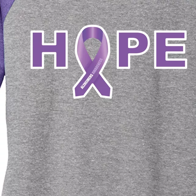 Alzheimer's Disase Awareness Ribbon Women's Tri-Blend 3/4-Sleeve Raglan Shirt