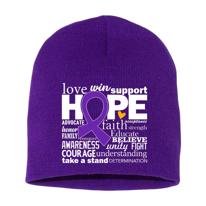 Alzheimer's Hope Love Support Short Acrylic Beanie