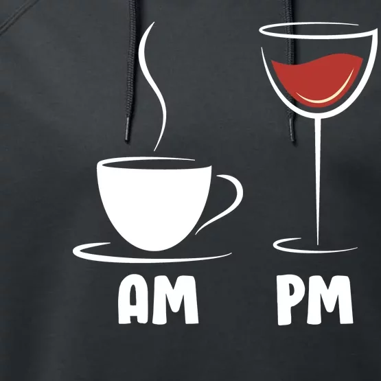 AM Coffee PM Wine Performance Fleece Hoodie