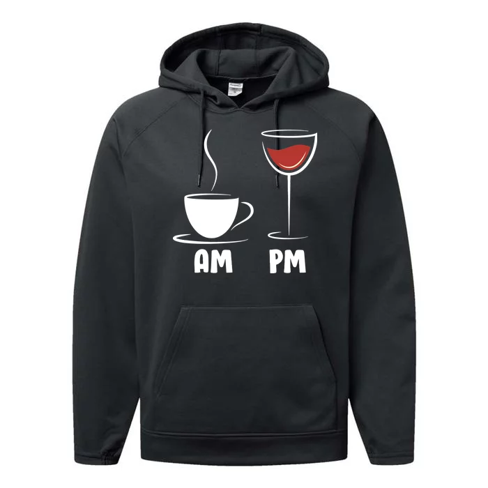 AM Coffee PM Wine Performance Fleece Hoodie