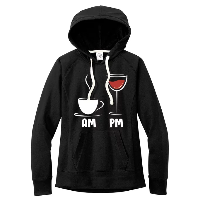 AM Coffee PM Wine Women's Fleece Hoodie