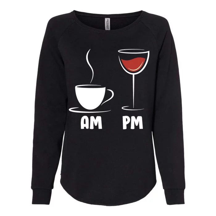 AM Coffee PM Wine Womens California Wash Sweatshirt