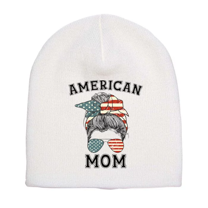 American Mom 4th Of July Independance Day Short Acrylic Beanie