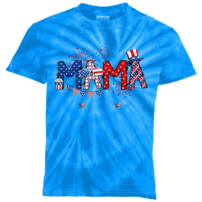 American Mama 4th Of July Happy Usa Independence Christmas Gift Kids Tie-Dye T-Shirt