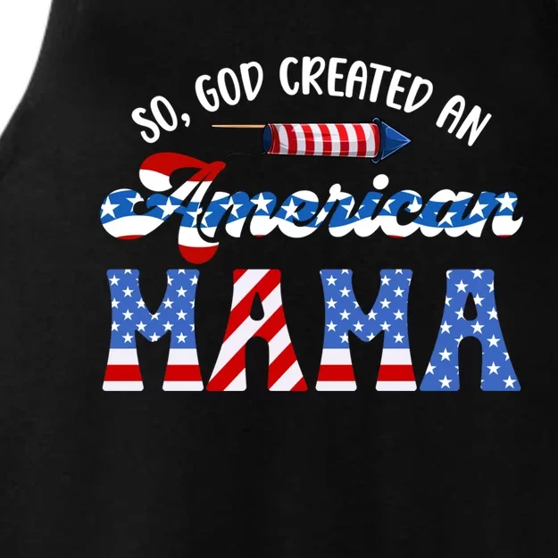 American Mama 4th Of July Mom American Flag Gift Ladies Tri-Blend Wicking Tank