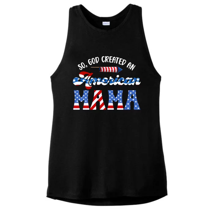 American Mama 4th Of July Mom American Flag Gift Ladies Tri-Blend Wicking Tank