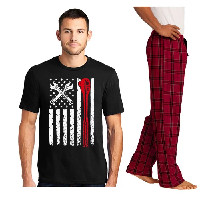 Auto Mechanic American Flag USA Funny Repairman Patriotic Pajama Set