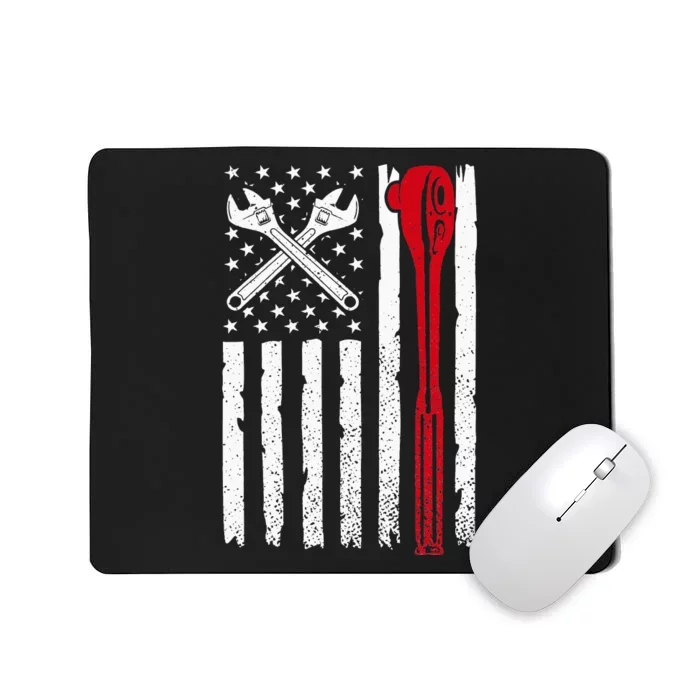 Auto Mechanic American Flag USA Funny Repairman Patriotic Mousepad