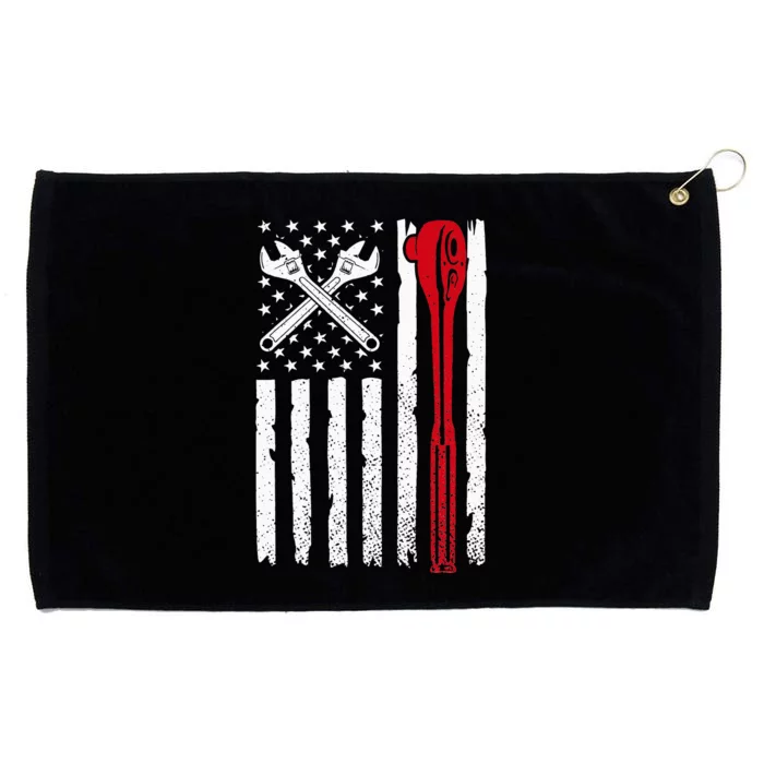 Auto Mechanic American Flag USA Funny Repairman Patriotic Grommeted Golf Towel