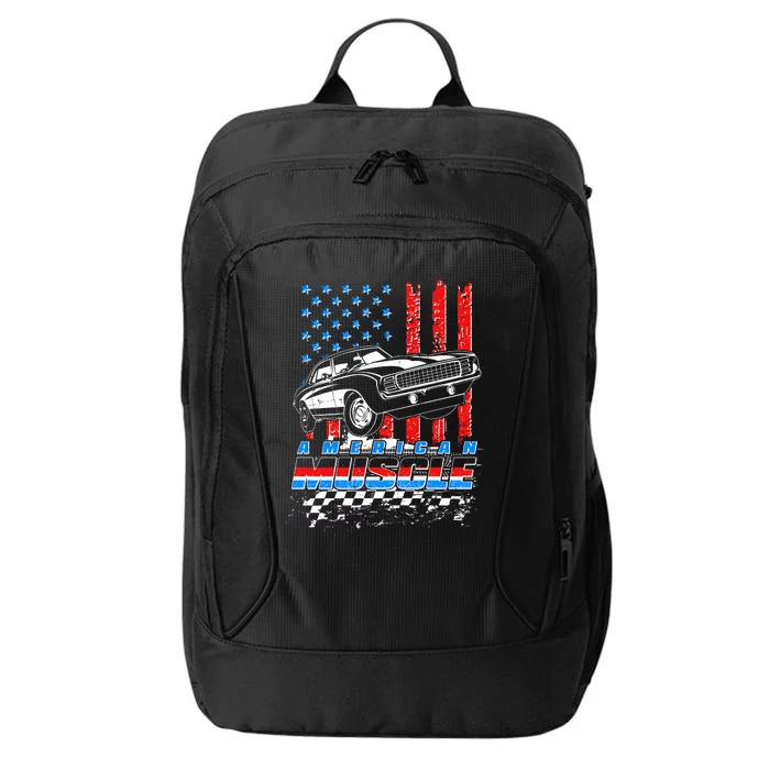 American Muscle American USA Flag Muscle Car Fan City Backpack