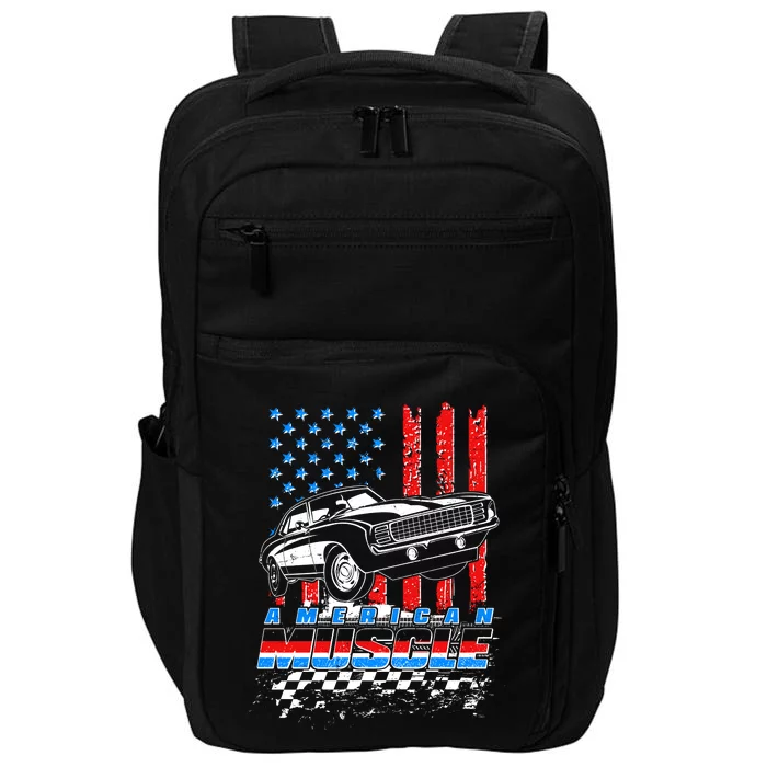 American Muscle American USA Flag Muscle Car Fan Impact Tech Backpack