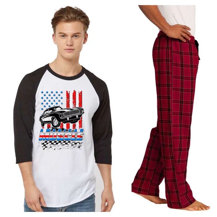 American Muscle American USA Flag Muscle Car Fan Raglan Sleeve Pajama Set