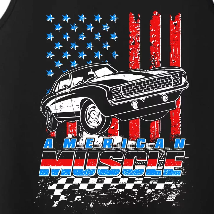 American Muscle American USA Flag Muscle Car Fan Performance Tank