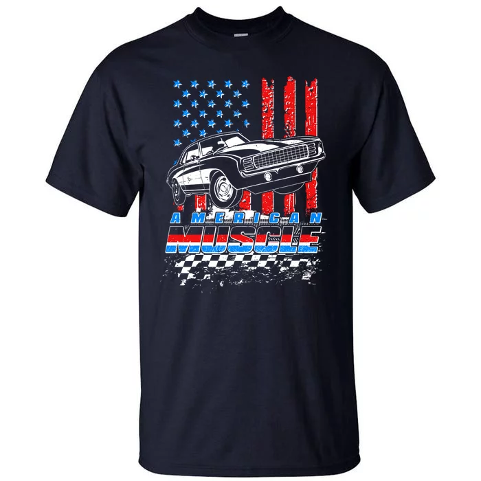 American Muscle American USA Flag Muscle Car Fan Tall T-Shirt